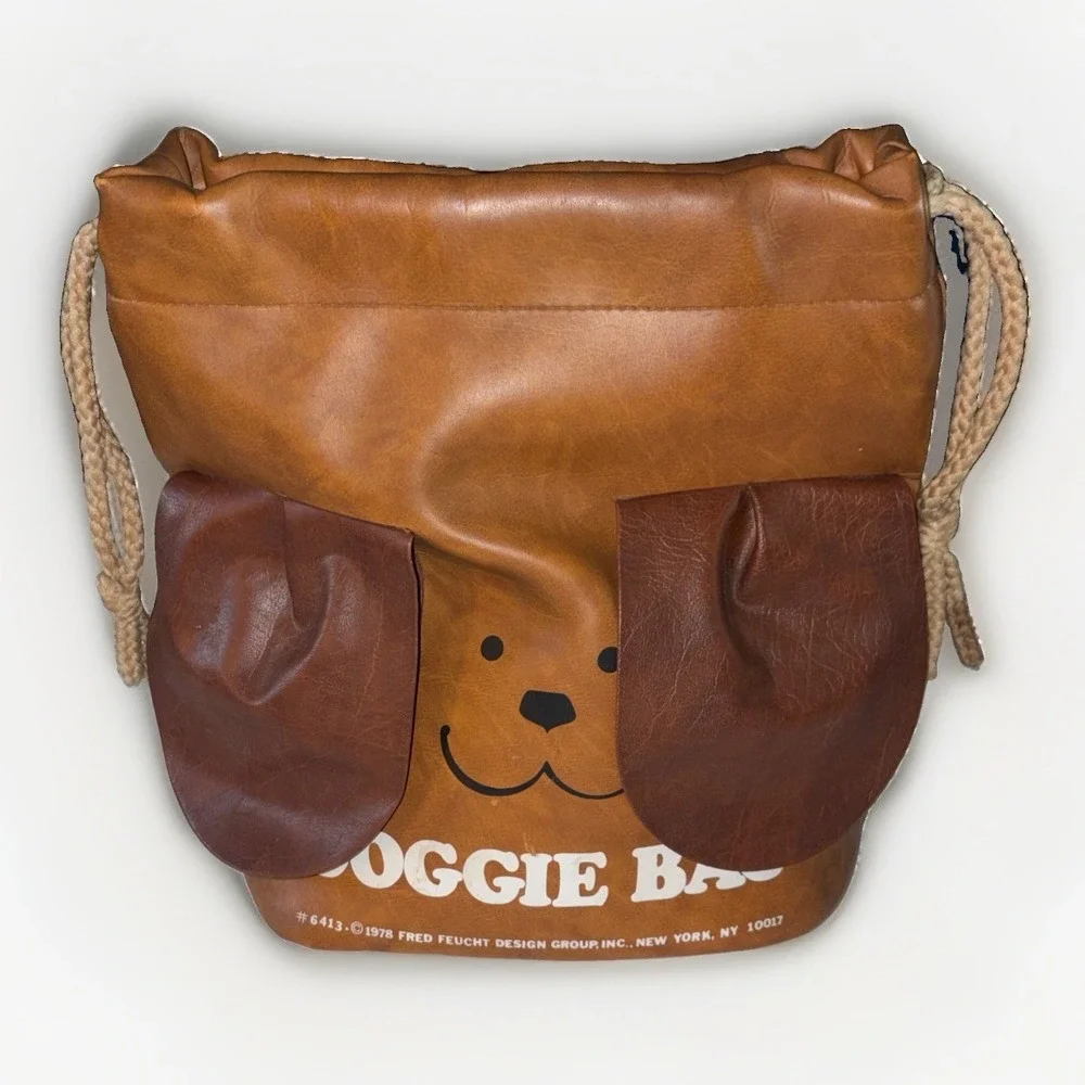 Vtg Doggie Bag 1978 Fred Feucht Design Group Inc. #6413 Doggy faux Leather